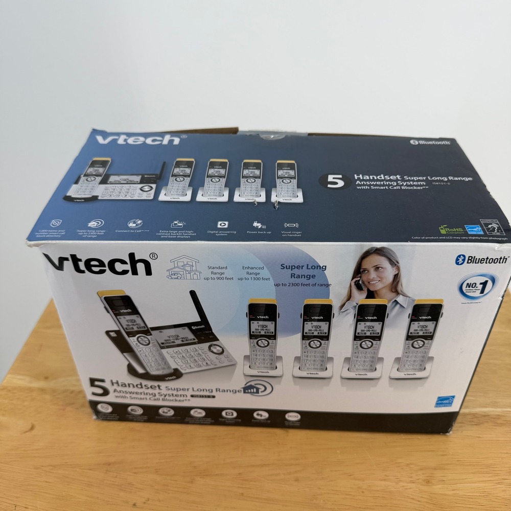 VTech IS8151-5 Cordless Phone 5 Handset Silver Bluetooth Super Long Range System